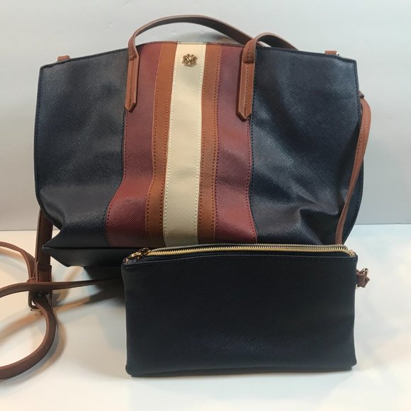 Mark & Hall Leather Purse Blue beige Brown and red strip purse & matching wallet - Picture 5 of 7